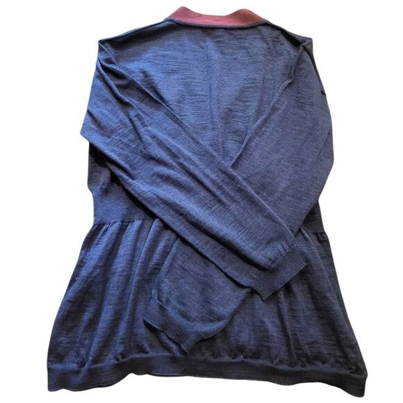 Sofie D'Hoore Sweater Women's Medium Navy Blue Wool Cardigan V Neck Contrast - Picture 2 of 5